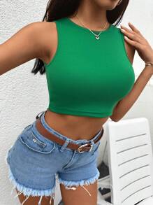 Top tank crop unicolor - Verde - Ver 3