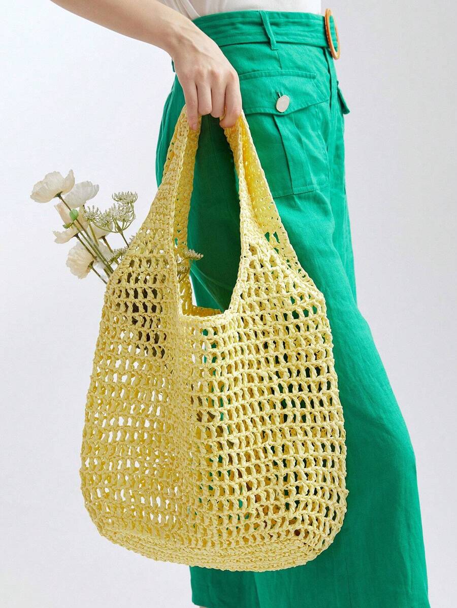 MOTF X Nour PREMIUM YELLOW STRAW TOTE BAG - Yellow - View 1