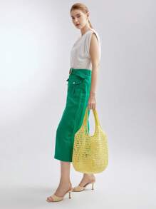 MOTF X Nour PREMIUM YELLOW STRAW TOTE BAG - Yellow - View 5