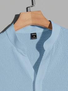 Manfinity NiteLyfe Men Solid Popover Shirt - Baby Blue - View 4