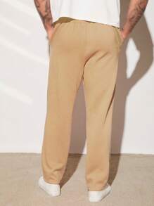 Manfinity RebelGame 男士標語貼布細節腰部抽繩衛褲 - 杏色 - 查看 3