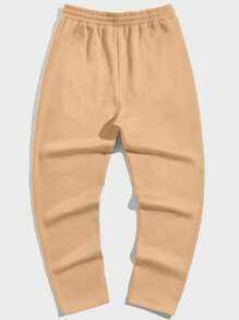 Manfinity RebelGame 男士標語貼布細節腰部抽繩衛褲 - 杏色 - 查看 4