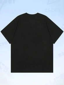 ROMWE MEN Anime Guys Letter & Figure Graphic Tee - Black - View 2