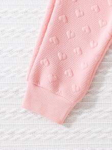 SHEIN Baby Girl Heart Embossed Bow Front Joggers - Multicolor - View 4