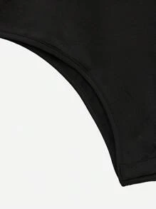 SHEIN Unity Solid Ruffle Trim Cold Shoulder Bodysuit - Black - View 5