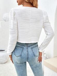 SHEIN LUNE Chất rắn Mở Mặt trước Áo Jacket Crop - trắng - Xem 2