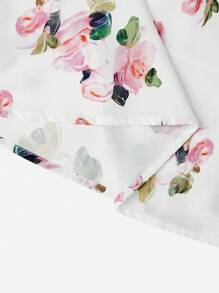 SHEIN Unity In hoa Cà vạt vai Váy Dây - trắng - Xem 5