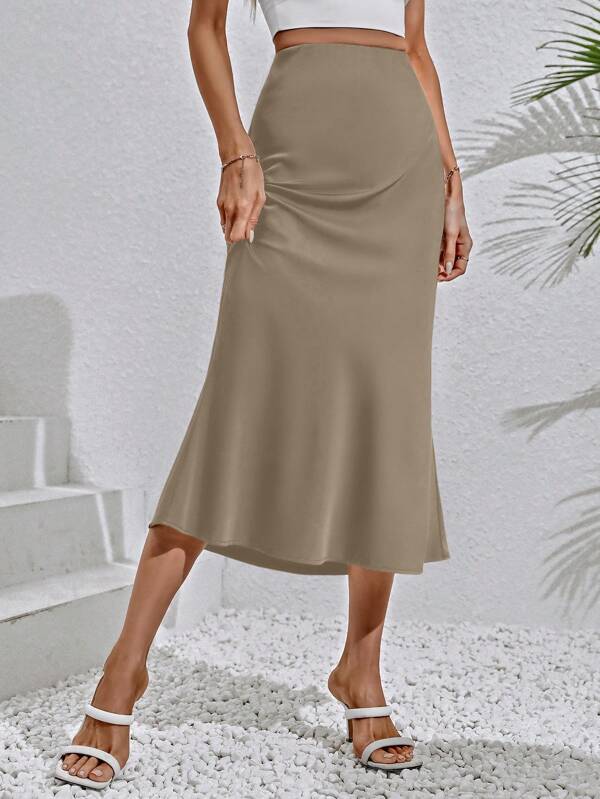 SHEIN Privé Solid Mermaid Hem Skirt SHEIN USA