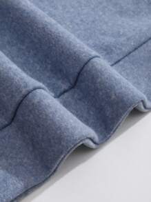 SHEIN Qutie Đồ họa Hoạt hình Lót nhiệt Áo nỉ - Màu xanh bụi bặm - Xem 3