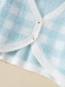 SHEIN Tween Girl Buffalo Plaid Pattern Crop Cardigan - Blue and White - View 4