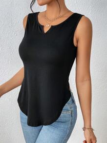 Chiquease 扭結露背素色背心上衣 - 黑色 - 查看 3