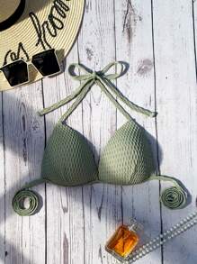 Top bikini halter unicolor - Verde - Ver 3