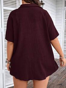 EMERY ROSE Plus Drop Shoulder Shirt & Knot Front Shorts