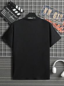 男士聖誕圖案T恤 - 黑色 - 查看 2