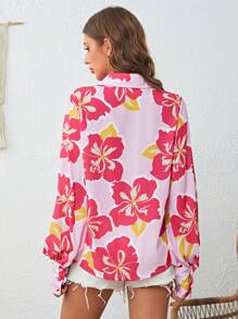 SHEIN VCAY 印花前紐扣襯衫 - 彩色 - 查看 2