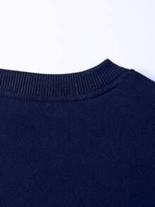 Men Battery Print Thermal Lined Sweatshirt - Navy Blue - View 4
