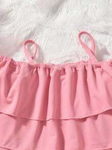 SHEIN Adolescent Fille À Épaules Dénudées À Volants Top & Imprimé Floral Jupe