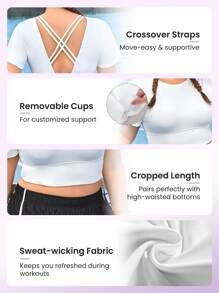 Easithlete 加肯字紋後背無背心運動背心上衣，女性網球服裝