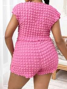 SHEIN SXY Hơn Áo phông trơn & Quần short - Hồng - Xem 2