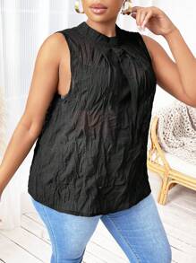 SHEIN VCAY 大碼素色無袖襯衫