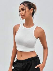 Cottnline 素色短款背心 - 白色 - 查看 5