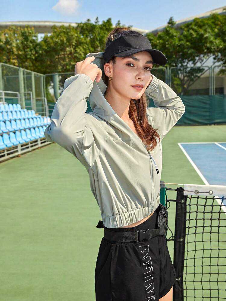 Zip Up Hooded Sports Jacket