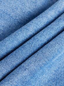 SHEIN Girlism Teen Girl Slant Pocket Jeans - Medium Wash - View 4