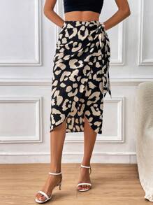 SHEIN Privé In Toàn bộ Nút ven Bao bên Váy - Đen và trắng - Xem 4