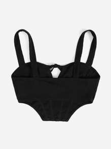 SHEIN EZwear Knot Detail Asymmetrical Hem Cami Top - Black - View 2