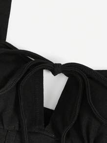 SHEIN EZwear Knot Detail Asymmetrical Hem Cami Top - Black - View 4