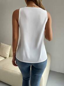 Chiquease Guipure Lace Panel Tank Top - White - View 2
