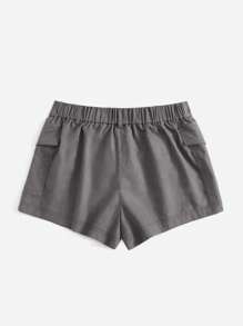 SHEIN EZwear Flap Pocket Side Cargo Shorts - Dark Grey - View 2