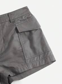 SHEIN EZwear Flap Pocket Side Cargo Shorts - Dark Grey - View 5