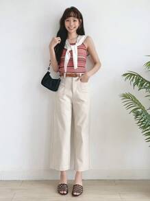 DAZY In sọc Cami ngọn - Hồng - Xem 9