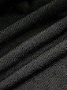 SHEIN EZwear 夏季純色黑底修身短款假睡衣背心上衣 - 黑色 - 查看 3