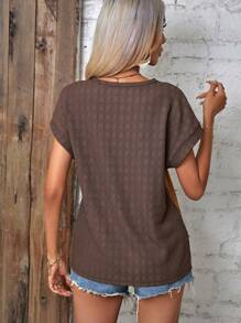 SHEIN LUNE Colorblock Batwing Sleeve Contrast Binding Blouse - Multicolor - View 2