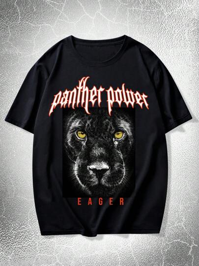 Goth تي شيرت حرف & طباعة حيوان للشباب