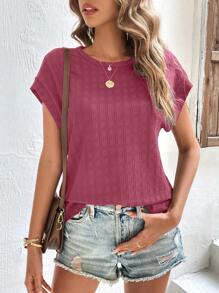 INAWLY Camiseta unicolor de manga murciélago