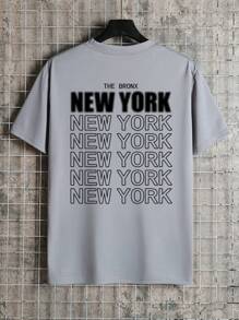 Hombres Camiseta con estampado de letra - Gris - Ver 1