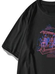Manfinity Hypemode Men Figure And Slogan Graphic Tee - Black - View 5
