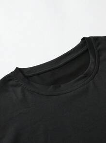 Manfinity Homme 男士幾何和字母圖案T恤 - 黑色 - 查看 5