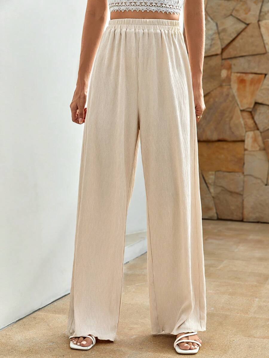 Bohemela Chất rắn Quần ống rộng - Màu be - Xem 1