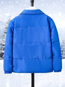 SHEIN Tween Boy 1pc Zipper Front Padded Coat