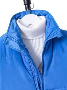 SHEIN Tween Boy 1pc Zipper Front Padded Coat