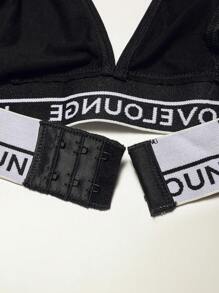 Sujetador deportivo Bralette con panel de cinta de letras - Negro - Ver 3