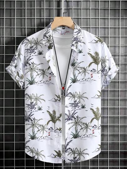 Men Tropical Print Shirt Without Tee