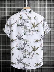 Men Tropical Print Shirt Without Tee - White - View 2