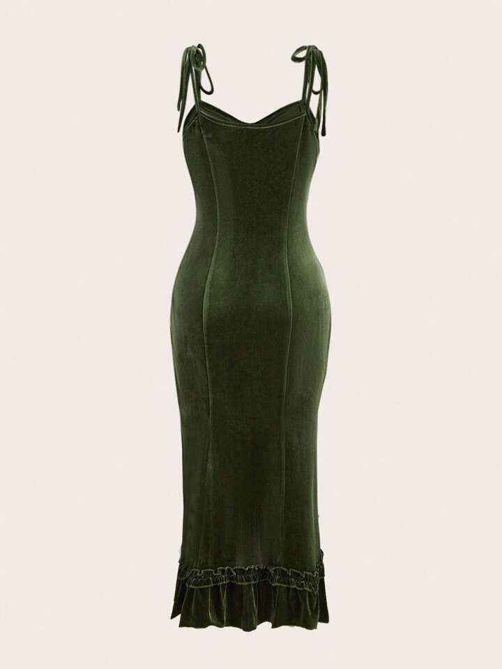 green satin dress sleeves Green Pleated Satin Long Sleeve Dress main image 1