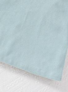 女大童字母補丁細節荷葉邊背帶洋裝不帶T恤 - 藍色 - 查看 10