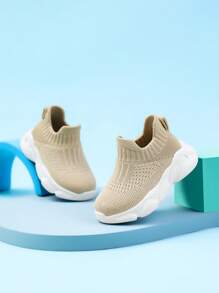 Baby Boys Slip On Breathable Sporty Chunky Sneakers For Summer - Khaki - View 4